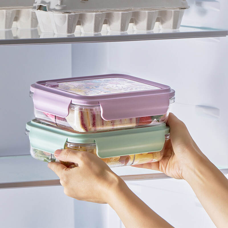 LocknLock Transparent 3-Compartment Plastic Lunch Box, 750ml -LCB501, 1L - LCB502, 2 colors (Purple, Blue) image number null
